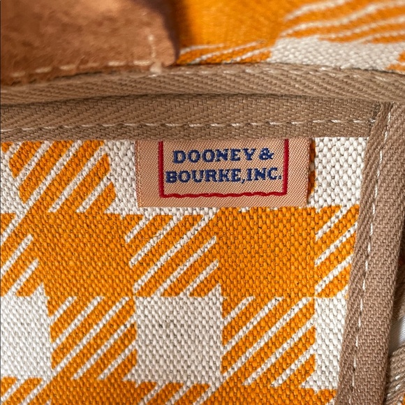 Dooney & Bourke Orange Checkered Tote with Brown Tassel Accents - Picture 4 of 7